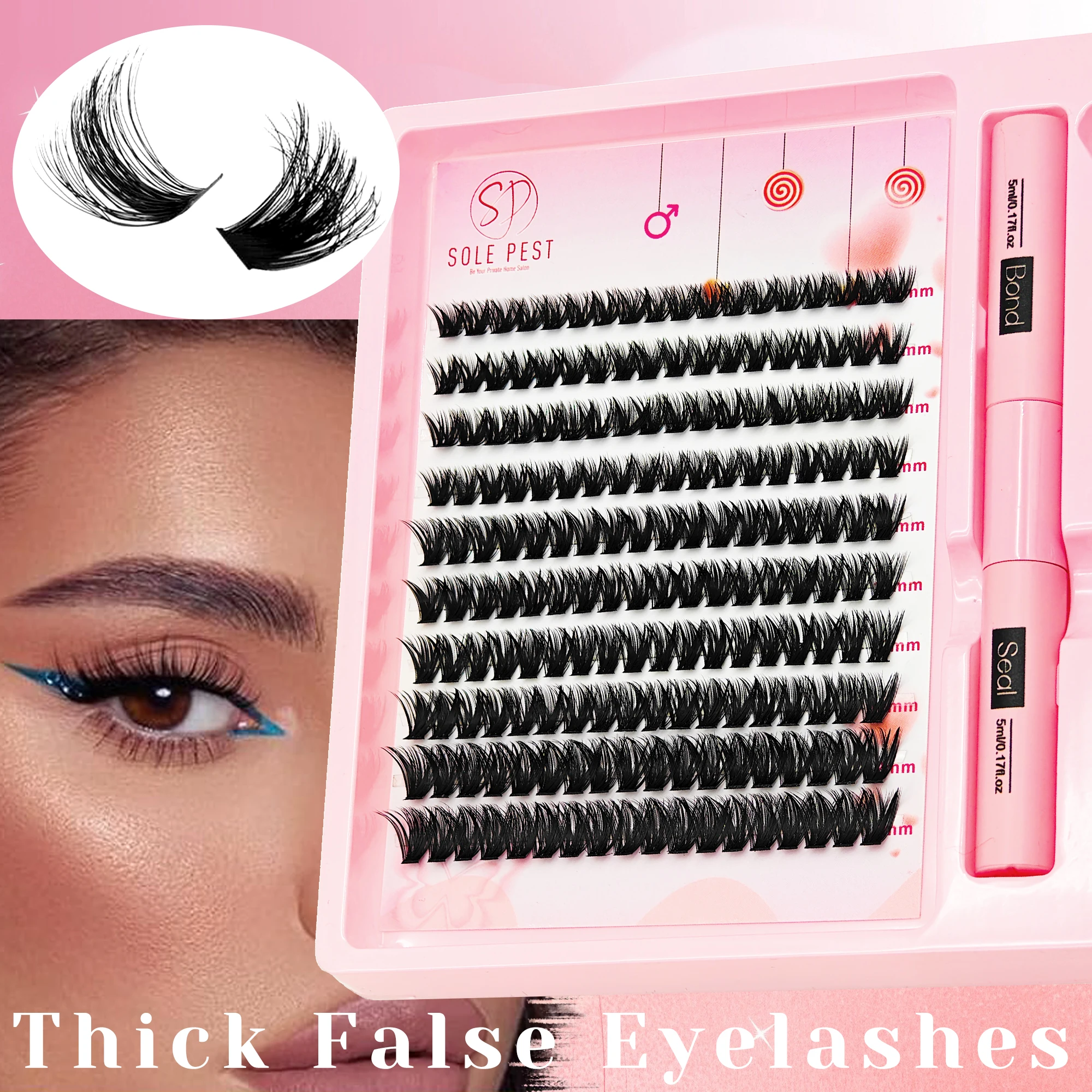 180 Clusters of 80D False Eyelashes, Featuring a Mix of Lengths from 9mm to 16mm; These lightweight, Fluttery Individual Cluster