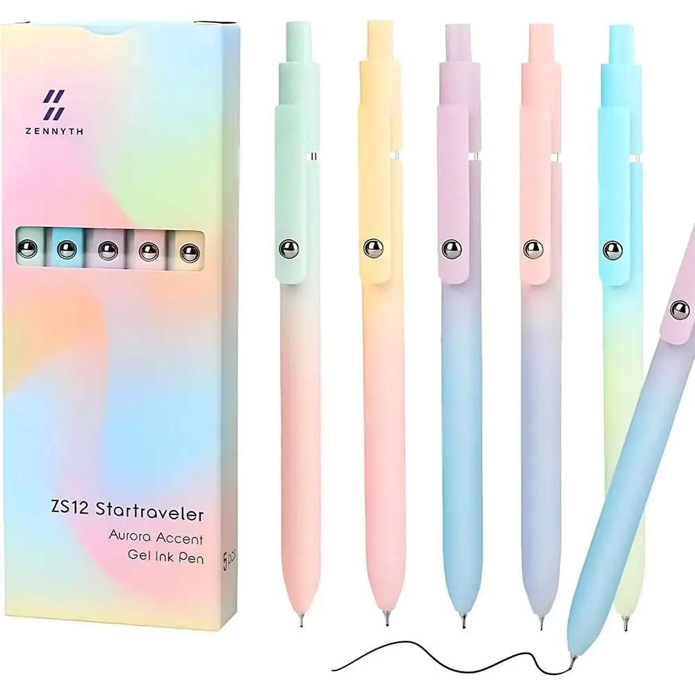 

5/6 шт. новые гелевые чернильные ручки с градиентом цвета Aurora, черная ручка толщиной 0,5 мм, ручки для подписи с низким центром и гравитацией