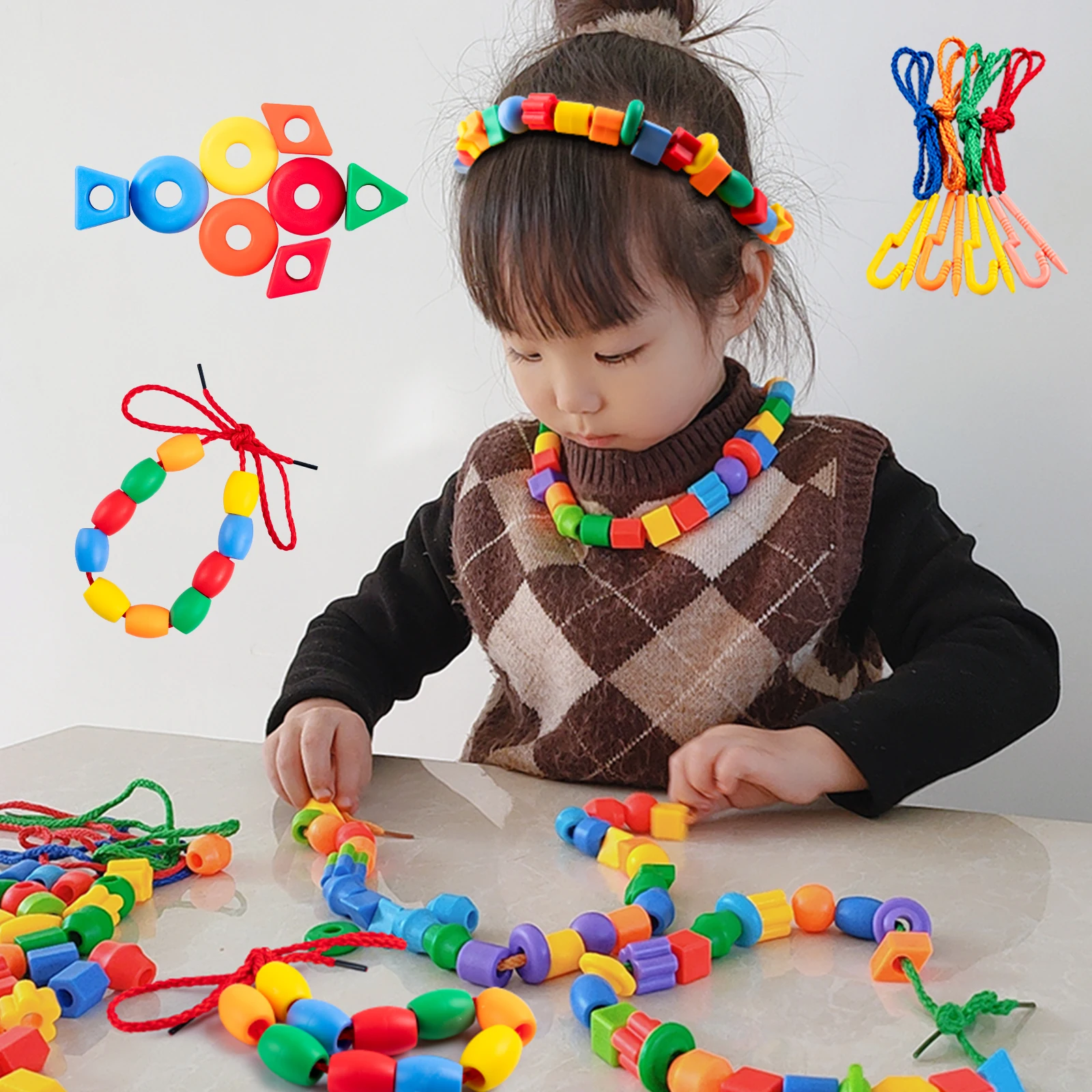 

Beaded Diy Handmade Puzzle Wearing Beads Building Blocks EarlyEducation Geometry Shape Bracelet Toy
