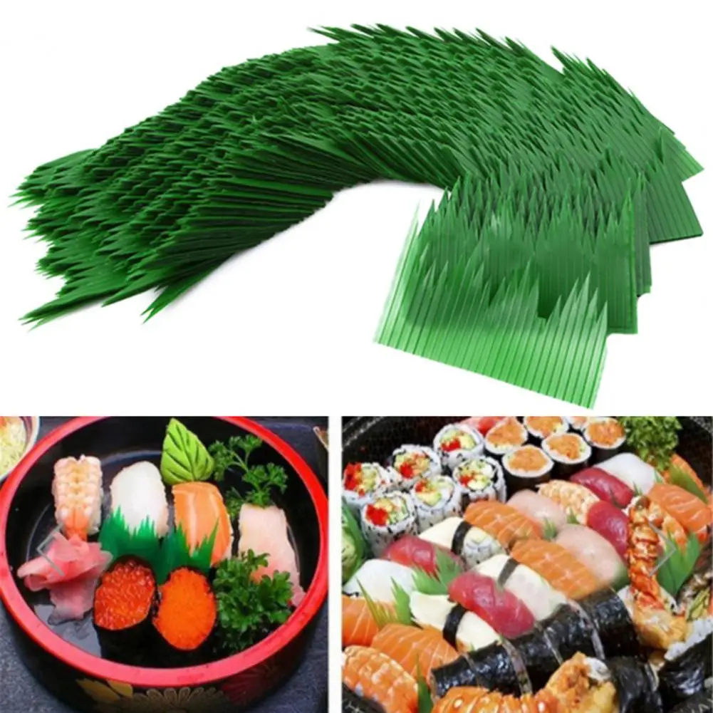 Faux Green Leaf Tear Resistant Sushi Grass Plastic DIY  Useful Sushi Rolls Faux Green Leaf