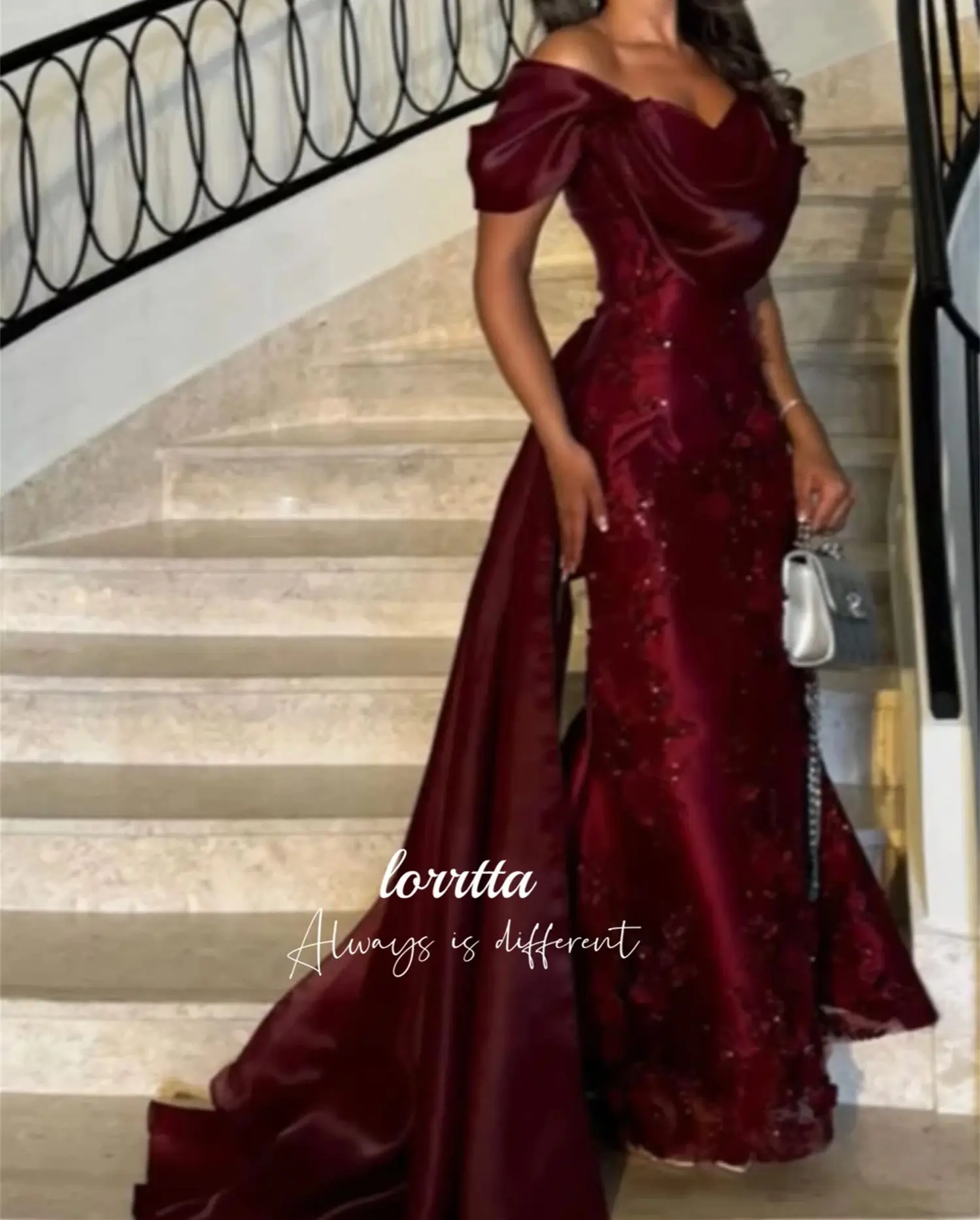 Lorrtta Party Dress Deep Red Elegant Evening Fishtail Cut Prom Womens Dresses for Special Occasions Robes De Cocktail Customized