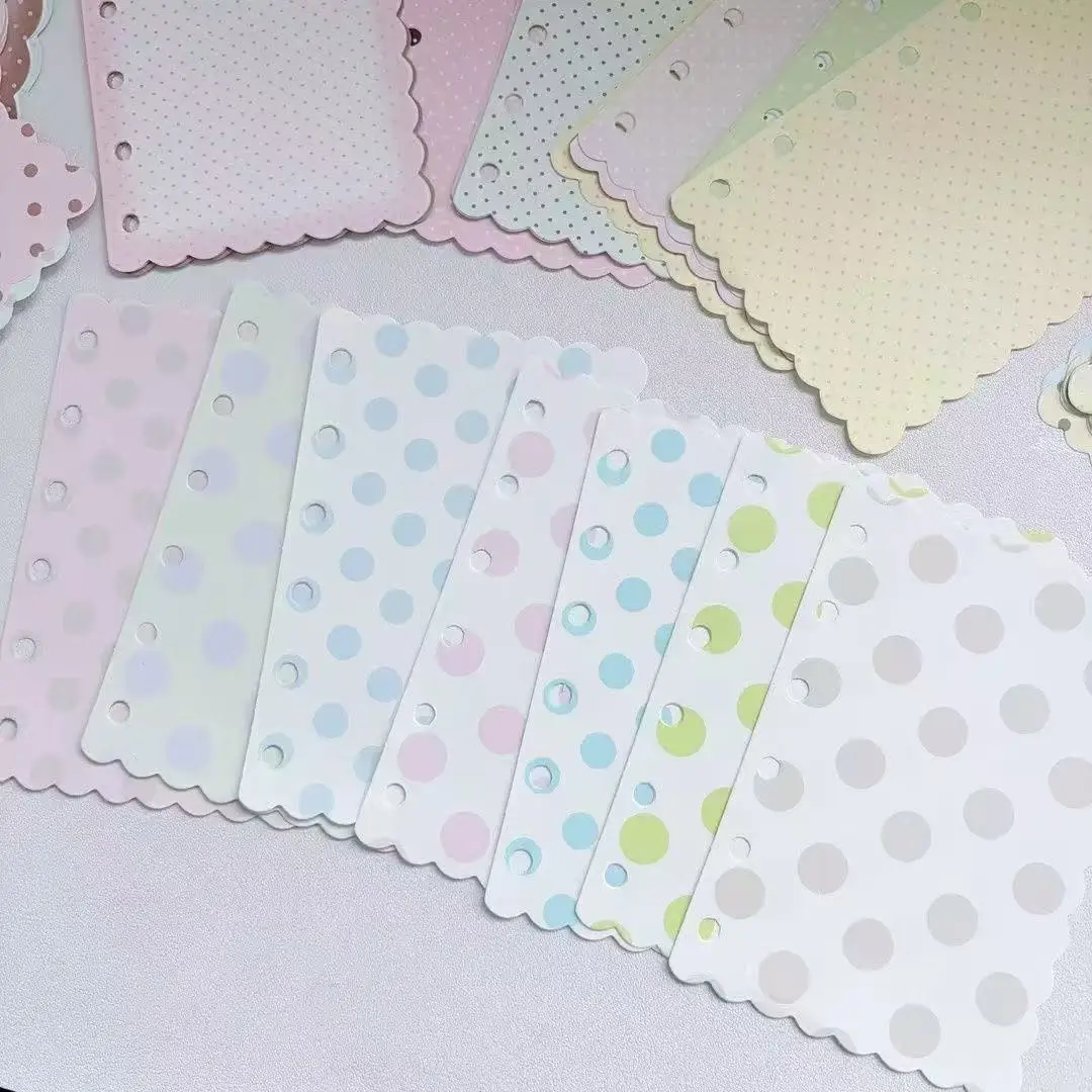 40PC Mix Korean Style Polka Dot Lace Irregular Inner Pages A6/A7/M5 Loose-Leaf Planner Material Hand-Drawn Inserts Sticky Notes