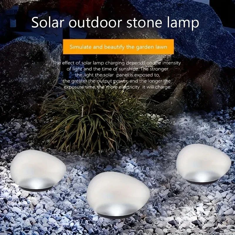 Solar LED Garden Stone Light Outdoor Waterproof Landscape Rock Lamp Auto On Off Decorative Light for Pathway Yard Lawn