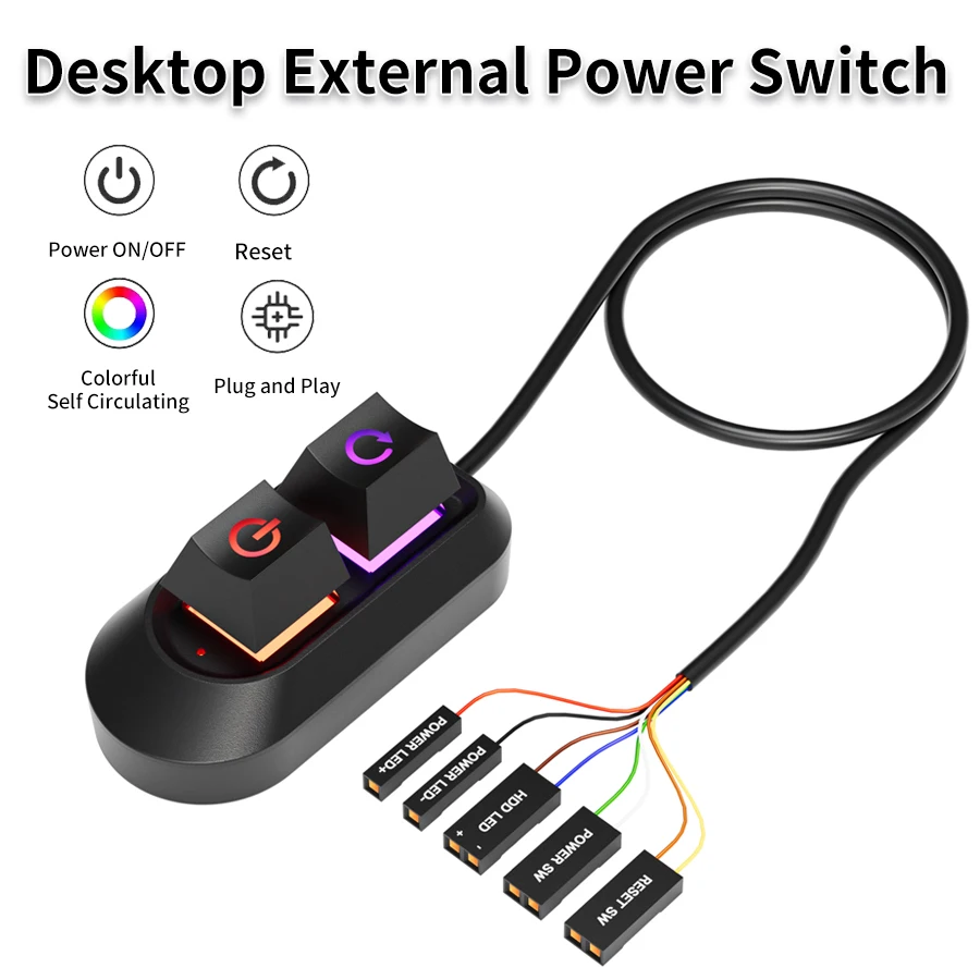 

Кнопка питания настольного компьютера Переключатель ПК Механический ключ Внешний запуск Уключение/выключение питания и кнопка сброса Светодиодный светильник Удлинительный кабель 2 м