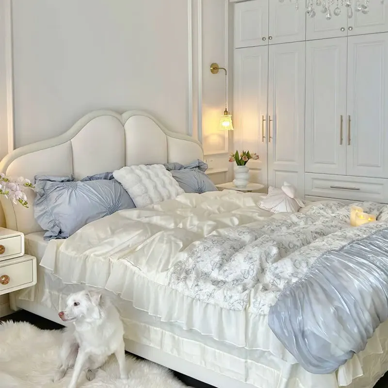 Bed French retro butterfly bed master bedroom girl cream wind double bed light luxury