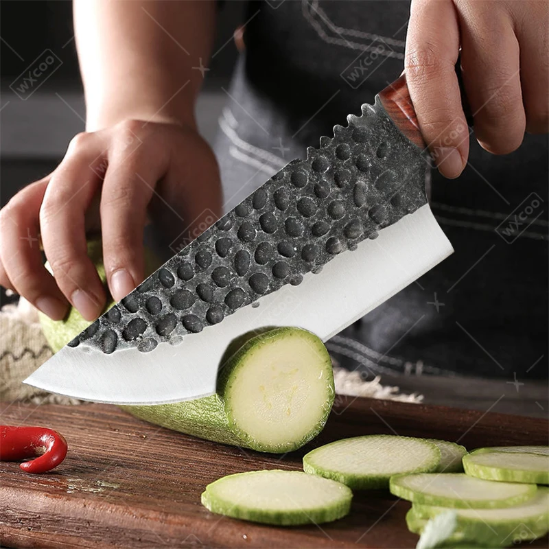 WXCOO-cuchillo de Chef forjado a mano, cuchillos de corte profesionales para abate, cortador de carne, rebanador de frutas y verduras, cuchillos de cocina