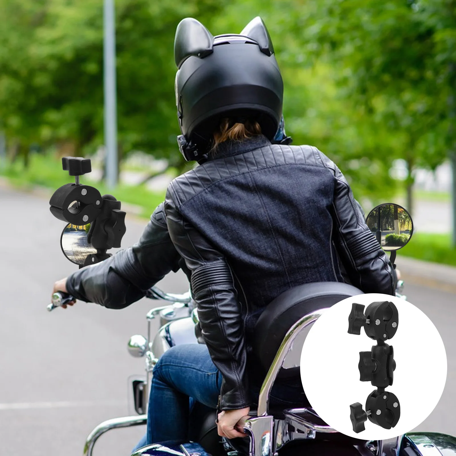 

Motorcycle Camera Mount Holder Dual Clamp 25mm Ball Head 360 Degree Rotation Motorcycle Handlebar Camera Clamp