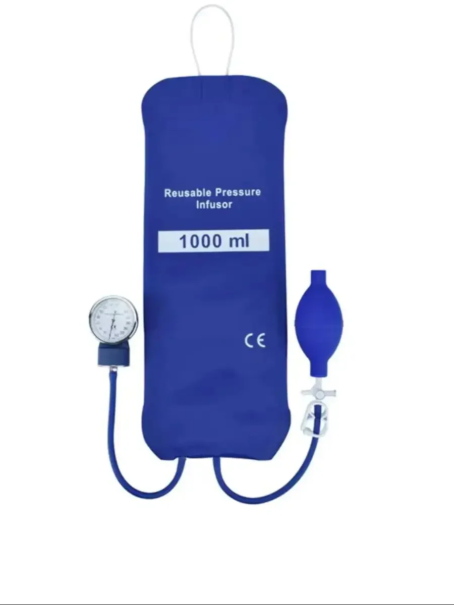 Reusable Medical Infusion bag Pressure bag 1000 ml with gauge Blue