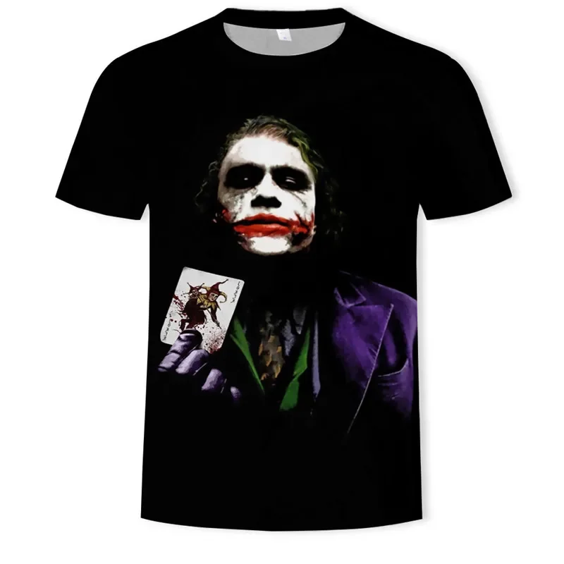 Summer New Men\'s Horror Clown Pattern T-Shirts Short Sleeve Streetwear Hip Hop 3D Printed Tops 6XL Large Size Loose Gothic Tees