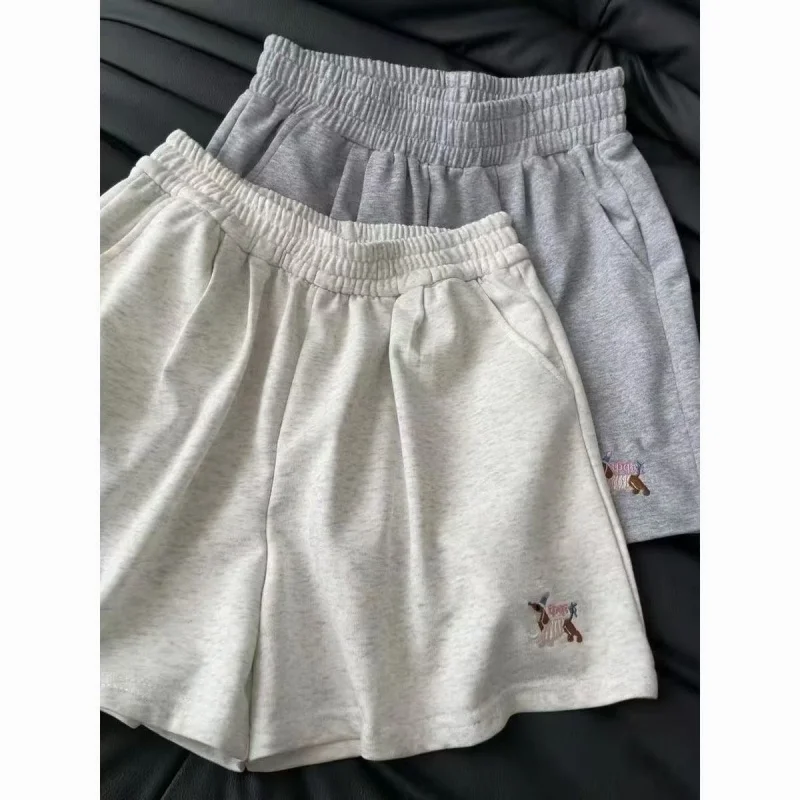 

2026 Summer Shorts Women Puppy Casual Sports Shorts New Loose Slimming Wide Leg Pants Korean Fashion Streetwear Clothes Woman