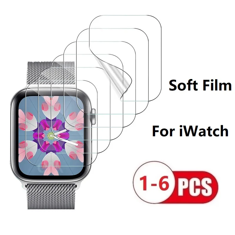 Protective Film On Apple Watch Ultra 49mm 7 8 9 41mm 45mm 4 5 6 SE 40 44 mm 3 2 1 38mm 42mm Screen Protector Hydrogel Soft Film