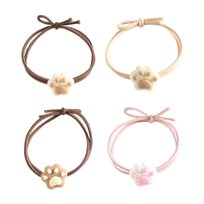 Kids Cartoon Cat Paw Hair Tie Ponytail Holder Kitten Paw Style Hair Rope Ponytail Holder Hair Style Tool