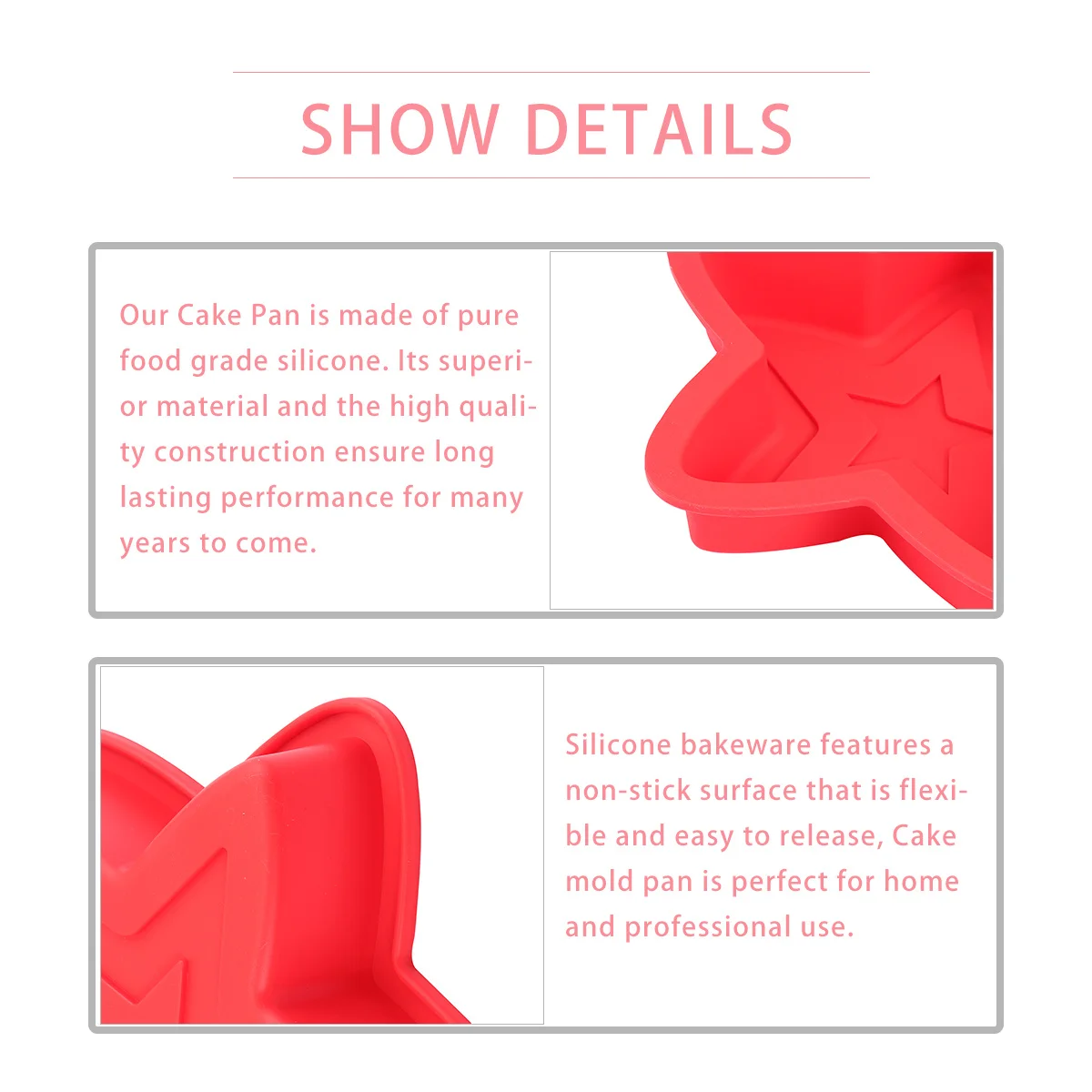 

Силиконовая форма для торта с антипригарным покрытием и пентаграммой, красная форма для выпечки, гибкая, легко чистящаяся, идеально подходит для пудинга, десерта, фруктового пирога