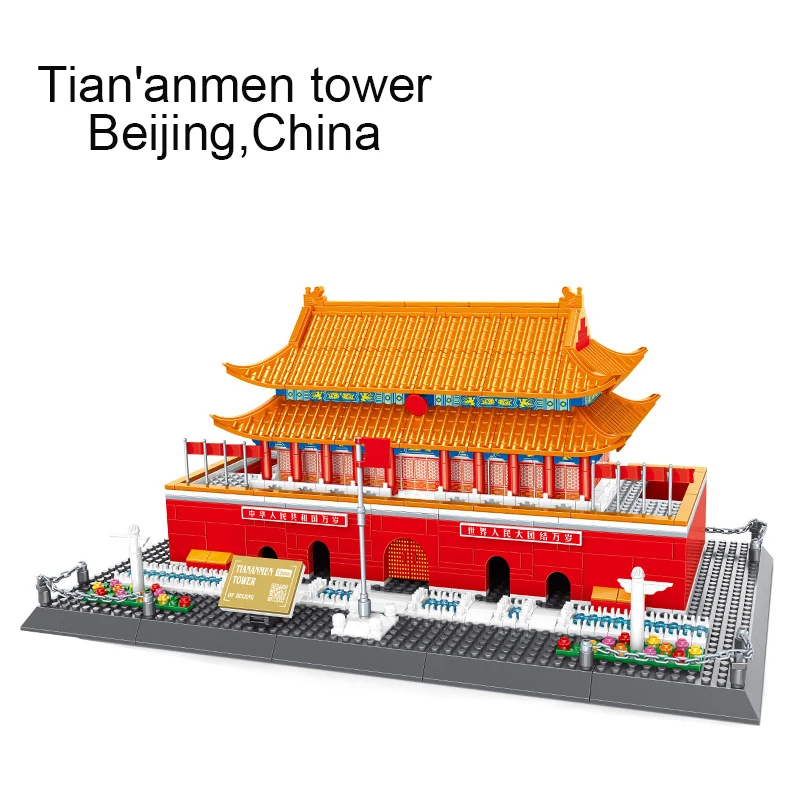 Famous Architecture 5218 Beijing Tian'anmen Tower 820PCS Puzzle Building Block Set MOC Bricks Kid's Educational Toy