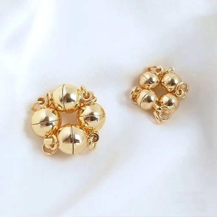 6*11MM 8*14MM 14K Gold Color Plated Brass Magnetic Bracelet Clasp Beads High Quality for Diy Jewelry Making Findings Accessories