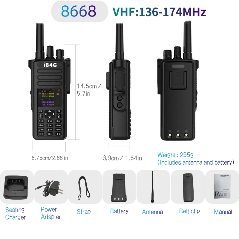 Leistungsstarkes Funkgerät mit großer Reichweite CE GMRS 5W oder 10w VHF Walkie Talkie 8668 Two Way Radio