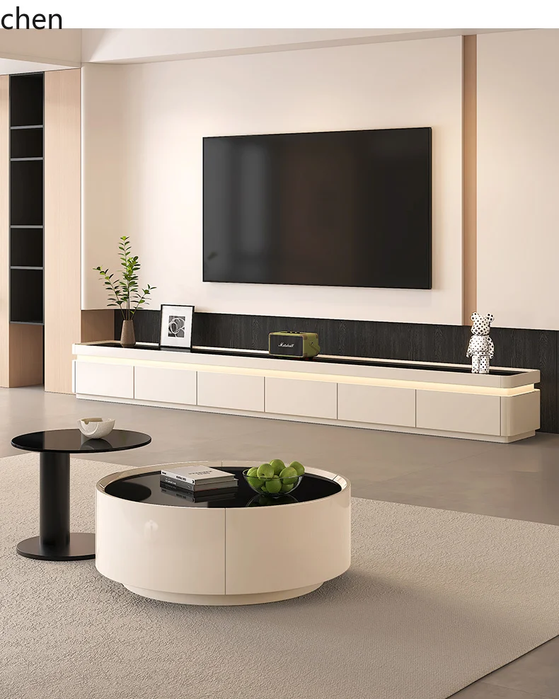 HT solid wood floor TV cabinet coffee table combination living room home TV cabinet paint floor cabinet