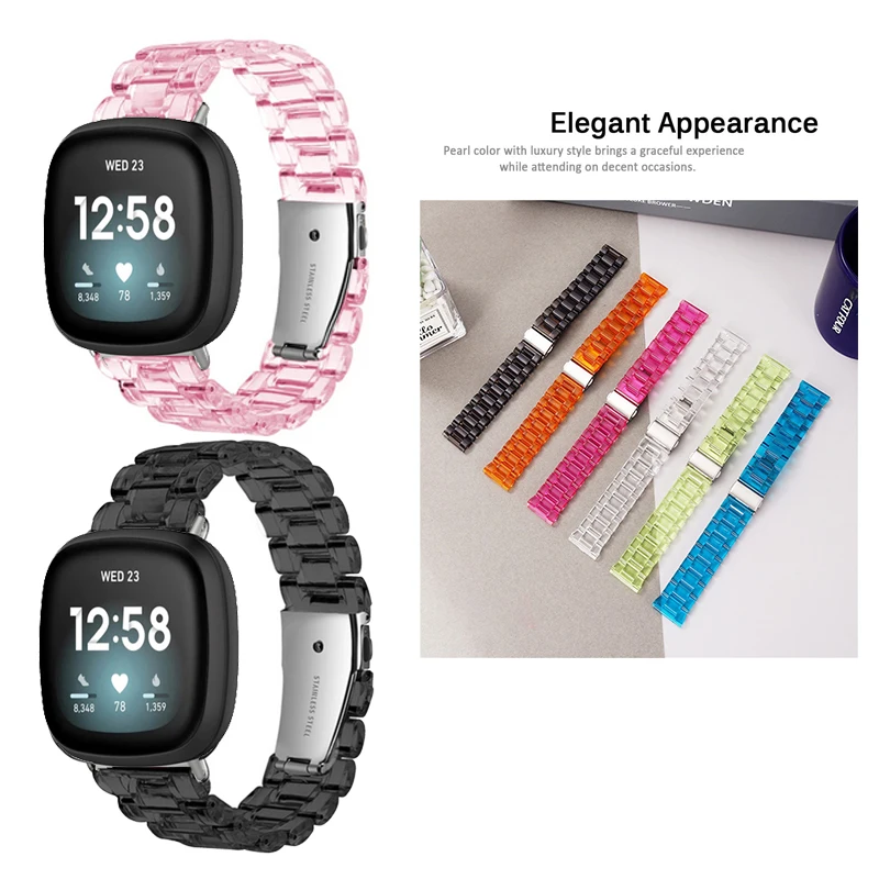 For Fitbit Versa 4 3 / Sense 2 WaterProof Transparent Resin Strap Band
