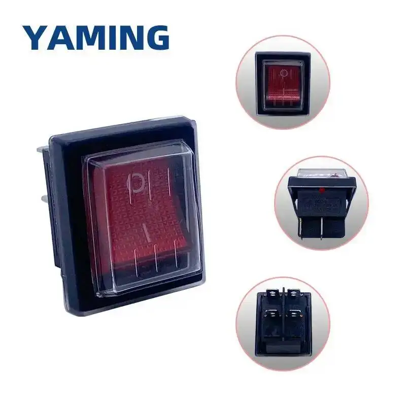 

5pcs 220V 16A ON/OFF Red Spare Waterproof Rocker Switch For Industrial Vacuum Suction Machines Push Button Switches