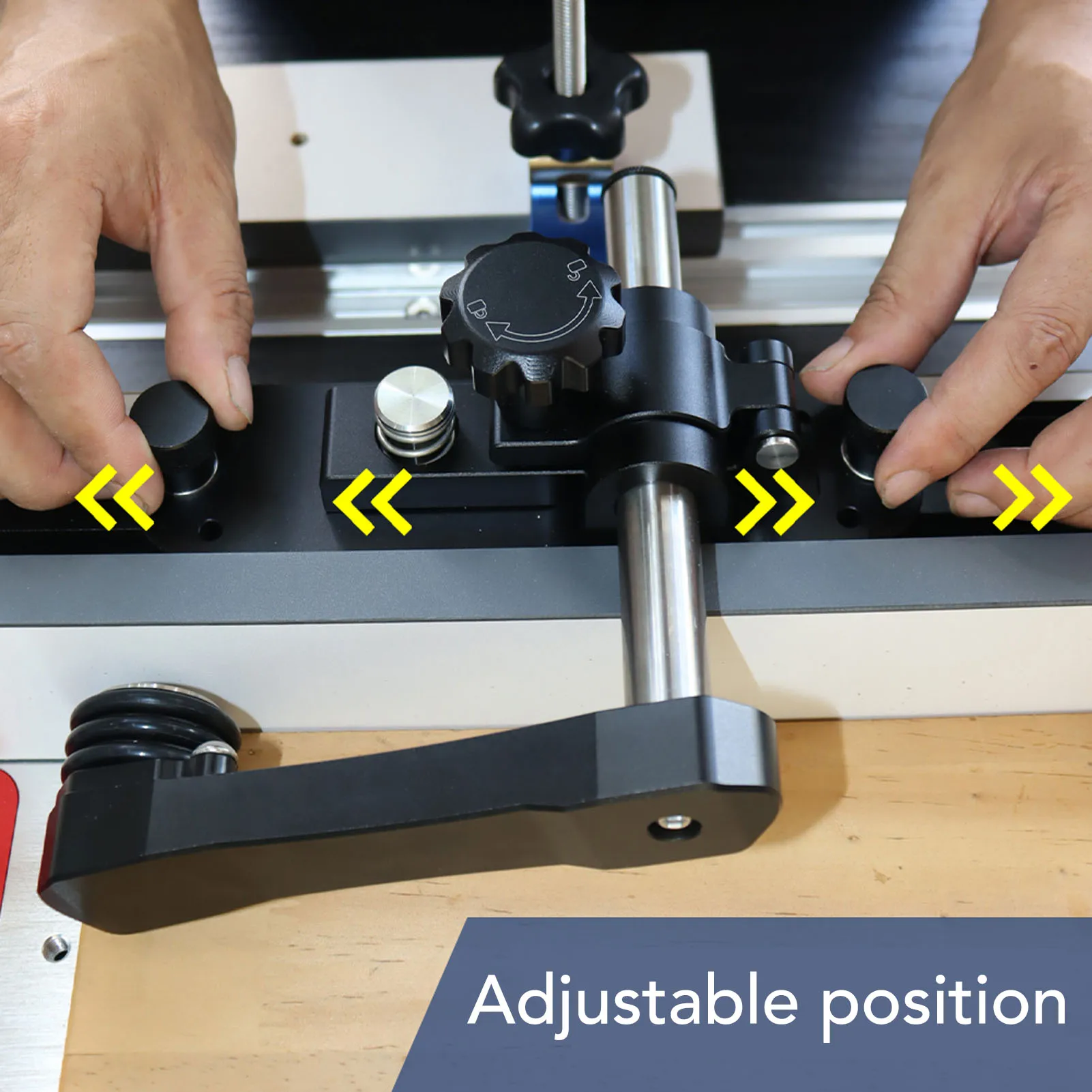 Table Saw Press Push Guide Aluminum Alloy Adjustable Roller Guide Table Saw Press Feeder for Woodworking Mechanical Processing