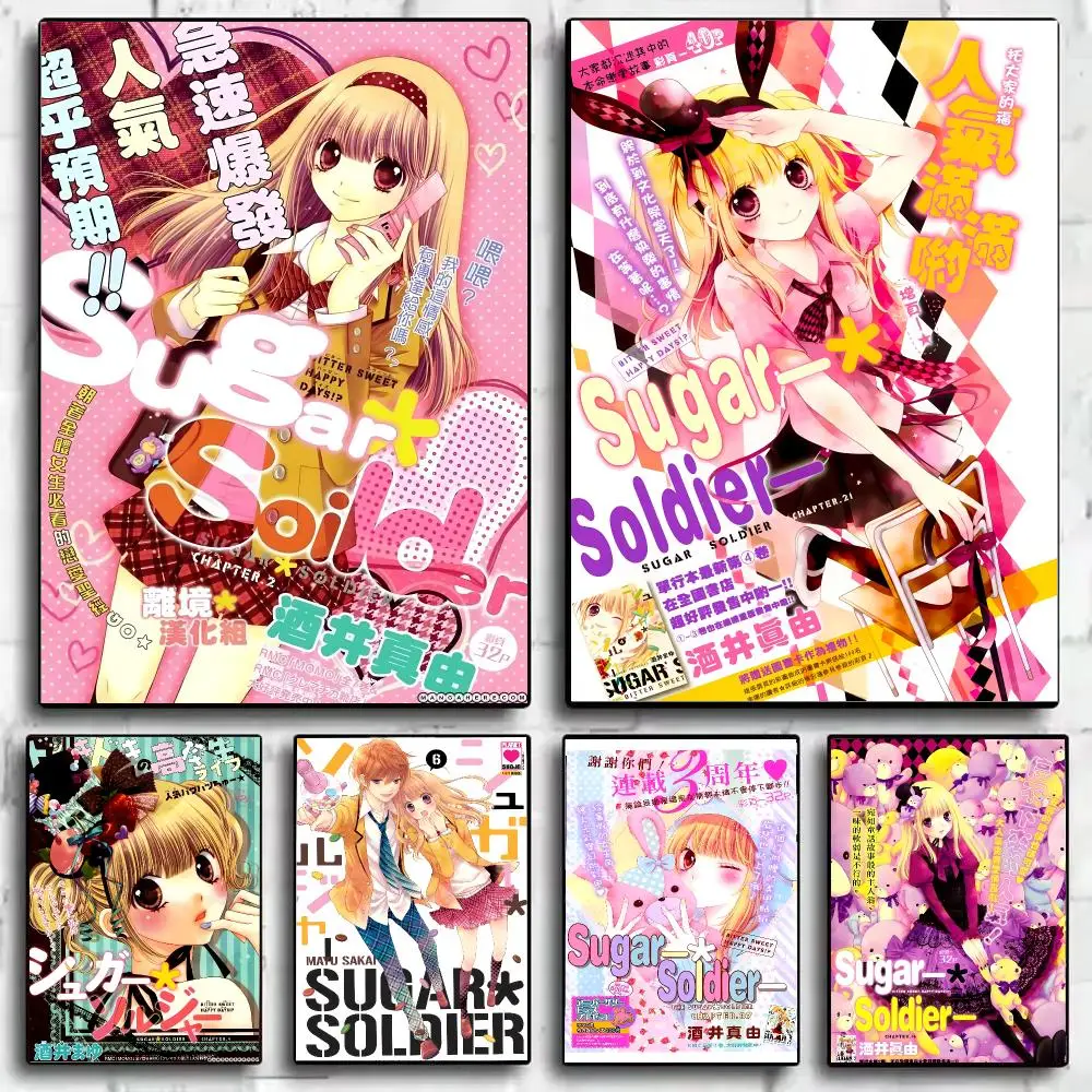 S-Sugar S-Soldier Anime Poster Self Adhesive Wall Stickers Removable Room Decor Aesthetic Space Murals Fancy Gift
