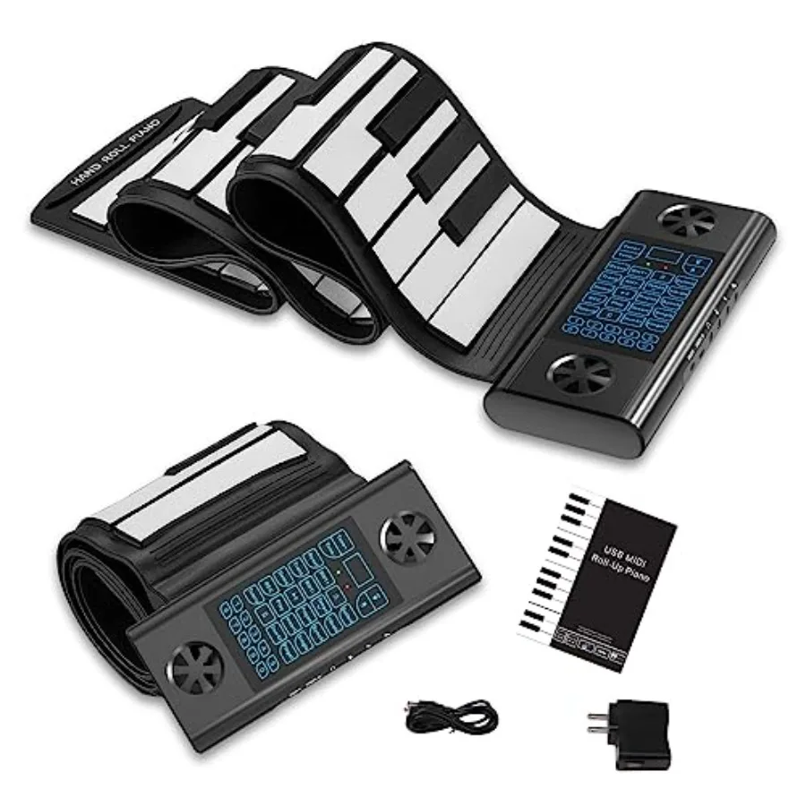 

KONIX 61 Keys Roll Up Piano Upgraded Hand Roll Portable Piano for Beginner with Bluetooth/MIDI Environmental Silicone Roll Out