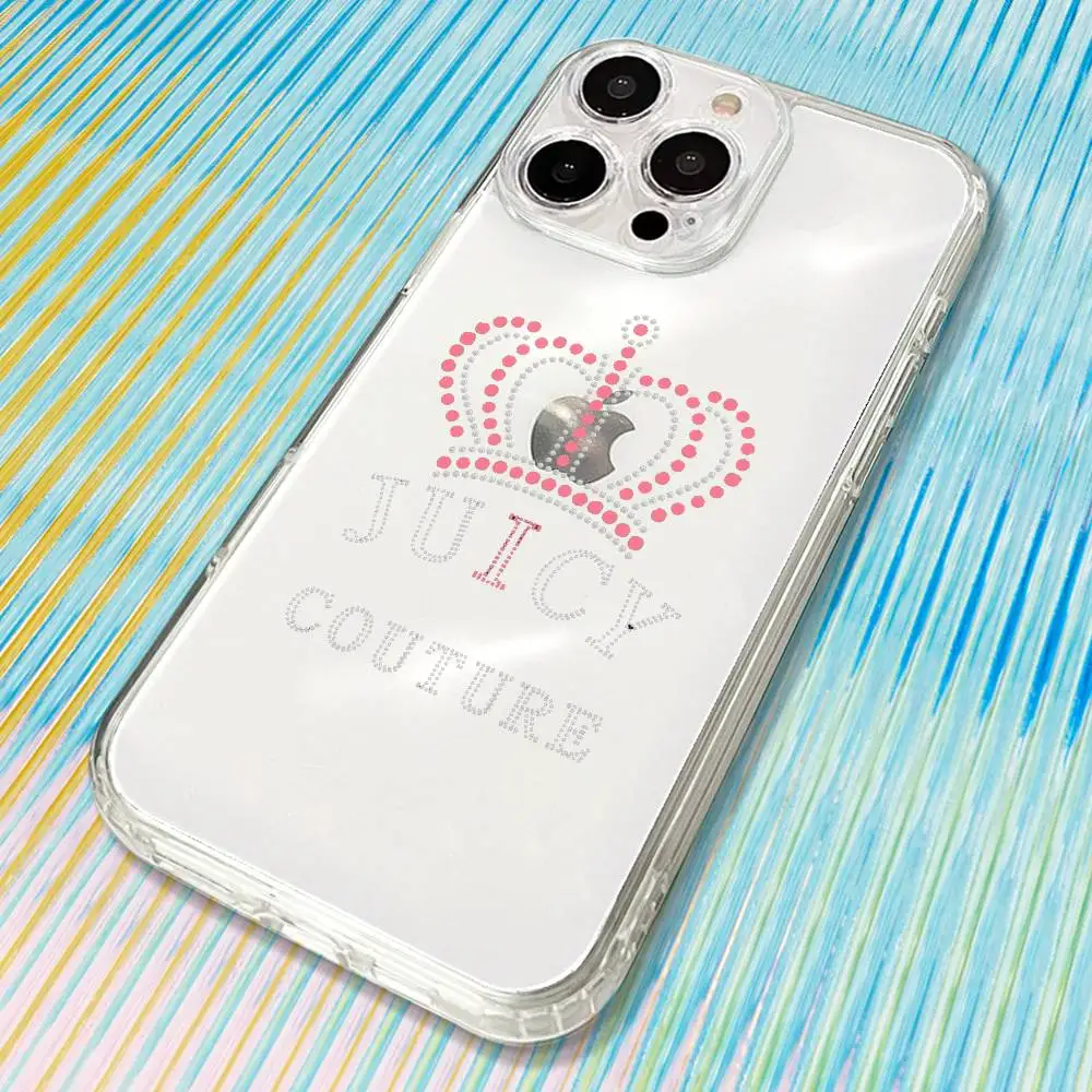 Juicy Couture-e Funda de teléfono para iPhone17,16,15,14,13,12,11 Plus,Pro Max Funda transparente suave