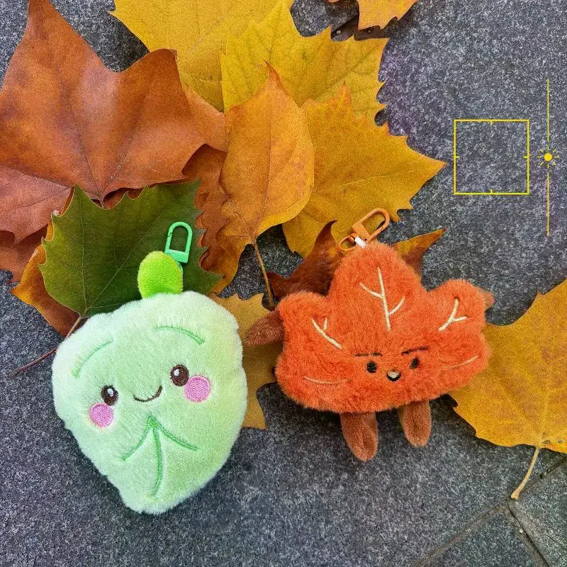 

Cute Plush Maple Leaf Keychain Cartoon Maple Leaf Soft Stuffed Doll Bag Pendant Car Key Ring Backpack Hanging Decoration Gift
