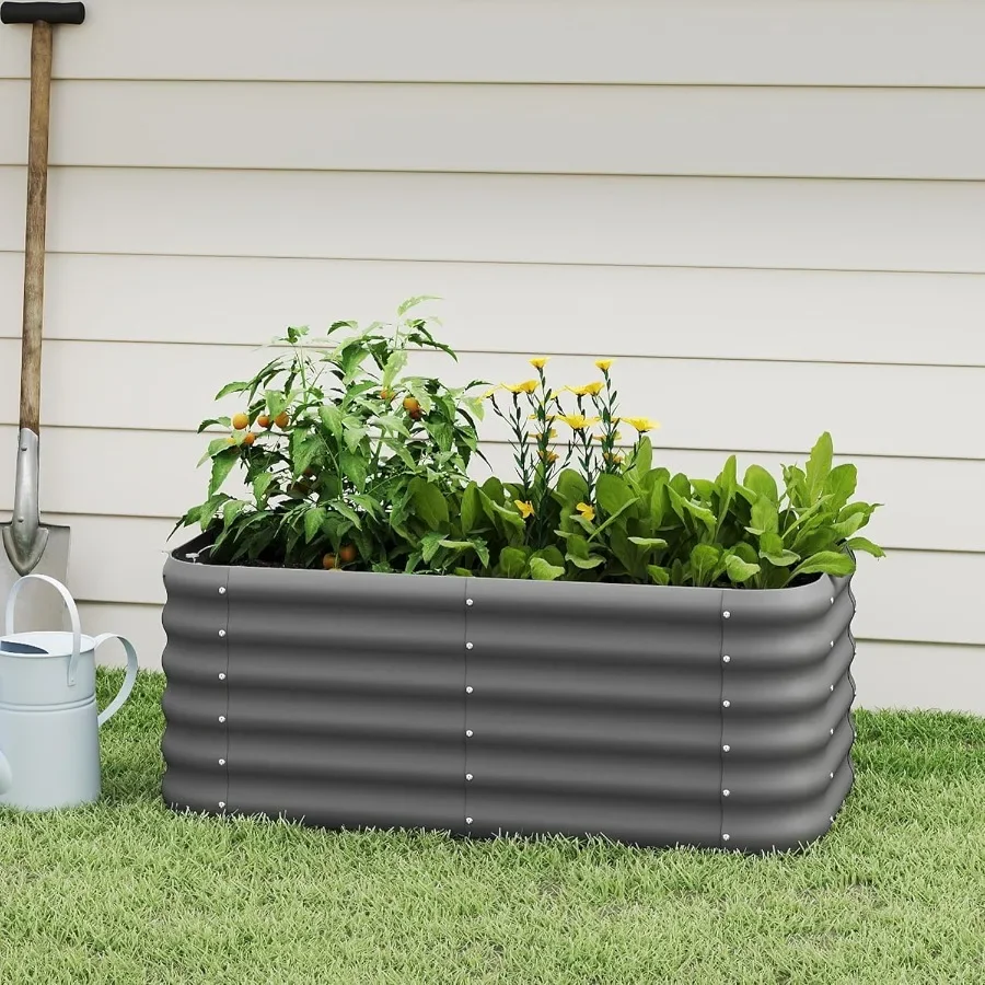 

Galvanized Raised Garden Bed Outdoor Planter Bed 4x2x1.5ft Metal Planter Box for Gardening and Planting GD