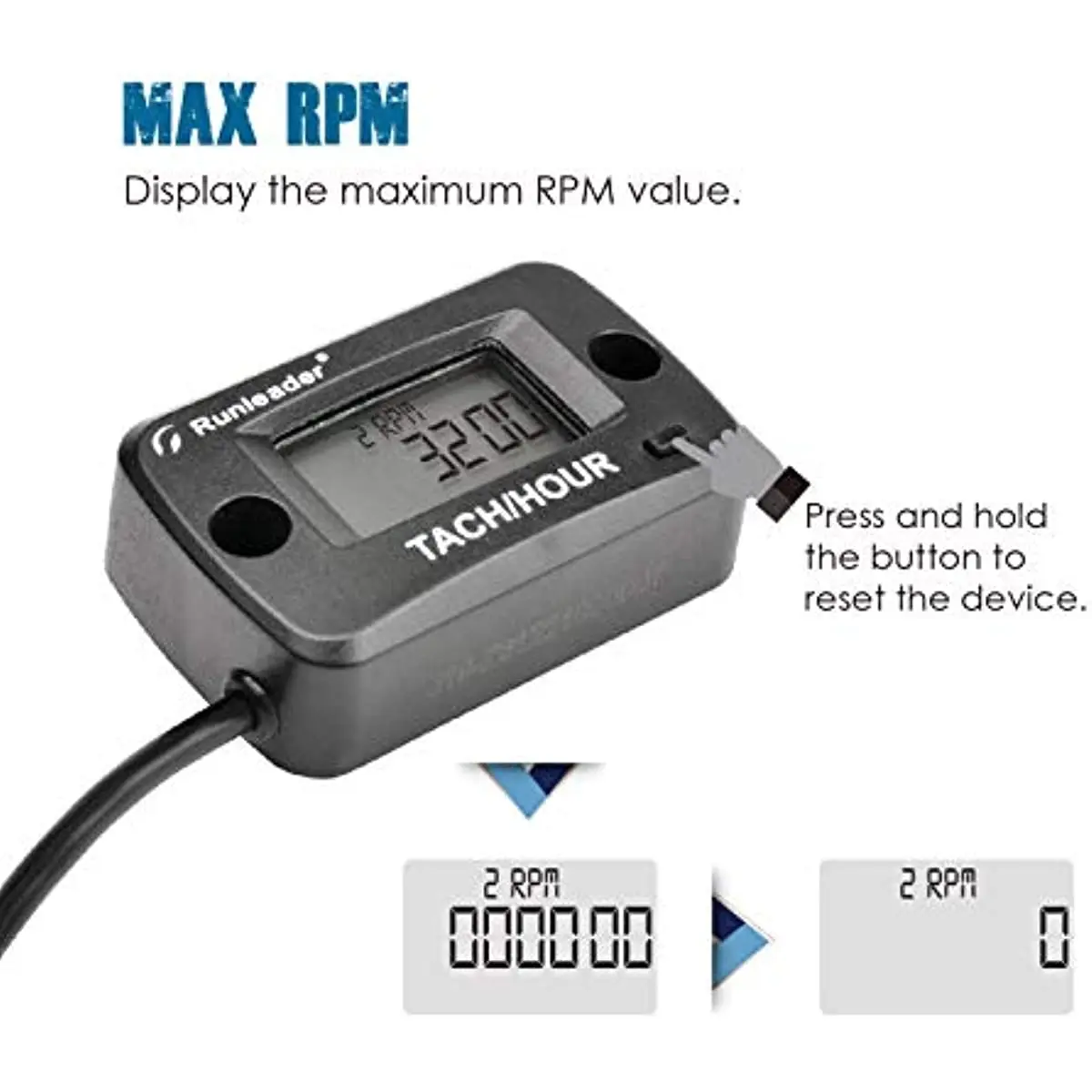 Rotierender wellen tachometer warten digitale stunden zähler programmierung svc zeit max rpm 20000 reset max rpm rotierende welle stunde me – Detail 7