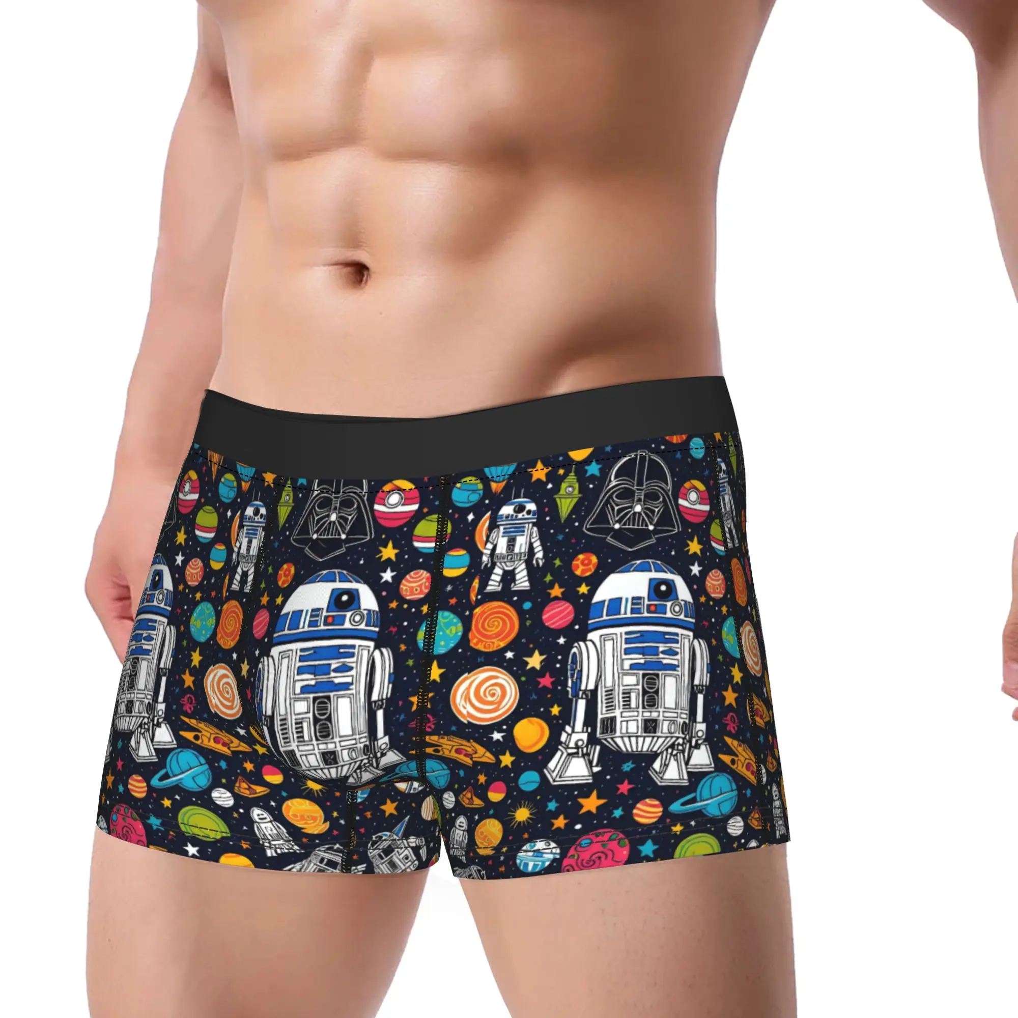 Calzoncillos tipo bóxer estampados, ropa interior para hombre R2-D2 Yoda, ropa interior de poliéster StarWars para hombre de talla grande