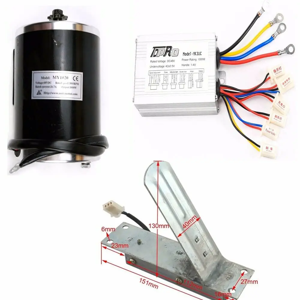 1000W 48V Brush Motor Controller Foot Pedal ATV Scooter Go Kart Trike