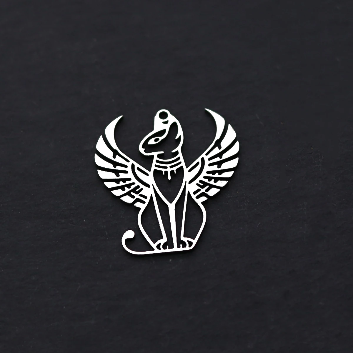 3pcs Angel Wings Egyptian Cat Goddess Bastet Charms Earrings Necklace Handmade Stainless Steel Pendant for Jewelry Making Craft