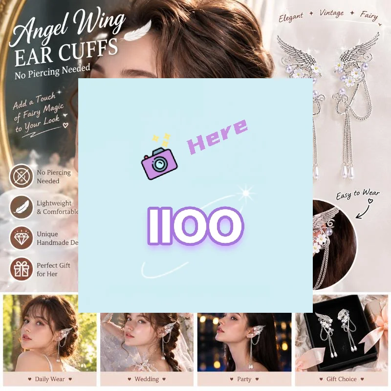 【IIOO】Left Ear Right Ear Sweet Alloy Elf Ear Clip Elf Ear Crystal Long Tassel Earrings Charm No Piercing Wings Ear Cuff Girls
