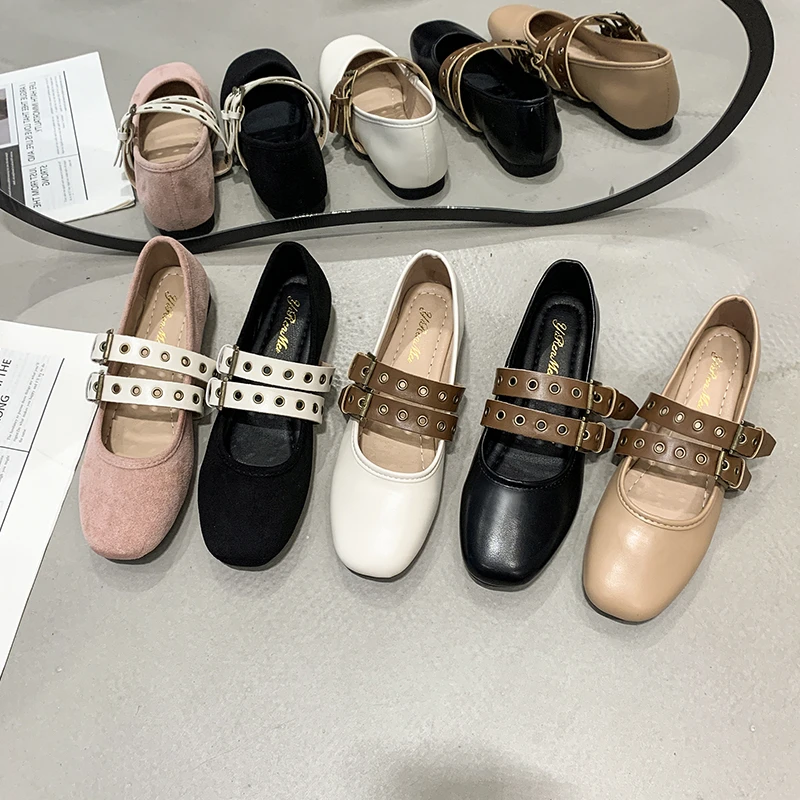 Sabot-Casual Round Toe Flats para mulher, mocassins descalços, couro baixo, oferta rosa, slip-on