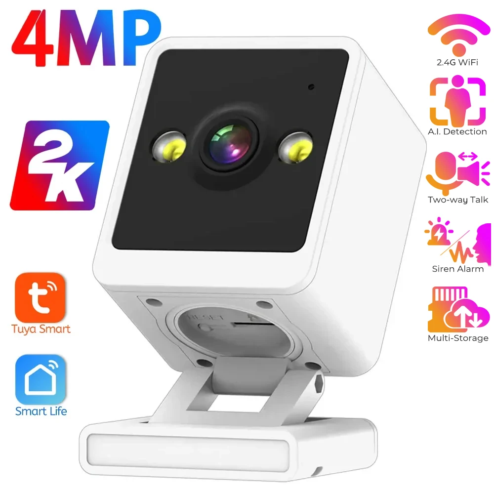 

4MP Mini Cube Camera Indoor IR Night Vision 2-way Talk Tinny WiFi Camera AI Human Detection Home Security Small Cameras Tuya APP