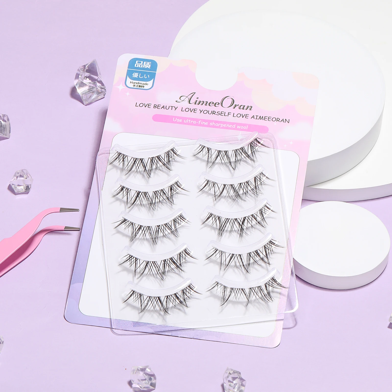 5 Pairs strip lashes Thick Long Artificial Lashes Multi-Layered Fluffy Volume Long Thick Lashes for Makeup Beginners