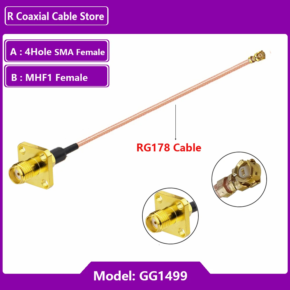 1 unidad uFL u.FL MHF -1 hembra a adaptador hembra SMA resistente al agua extensión de antena WIFI Coaxial RF Cable MHF RG178