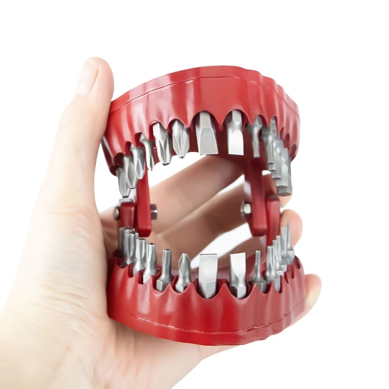 Denture Drill Magnetic Bit Holder Screwdriver Bit Organizing Holder Teeth Model Design Driver Bit Holder Hold up 28 Bits