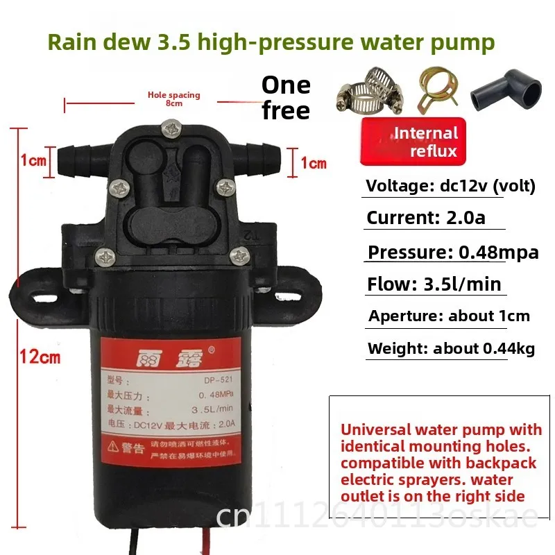12V agricultural electric sprayer water pump motor high pressure accessories dual core high power self priming pump
