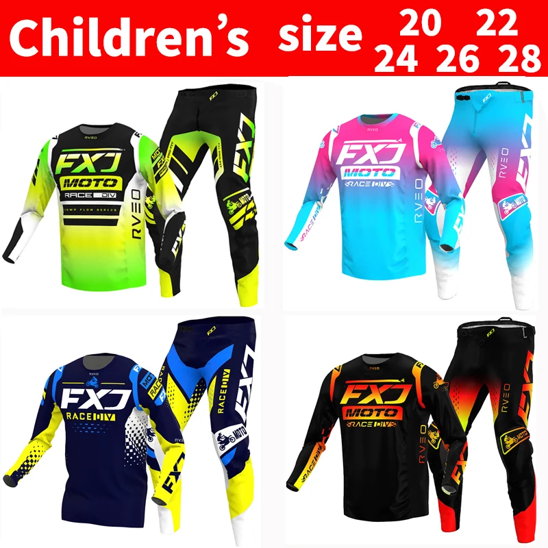 SIZE 20 22 24 26 28 motocross jersey and pants kids FXJ enduro gear set MX Gear Set flexair children Youth MTB DH UTV Racing Sui