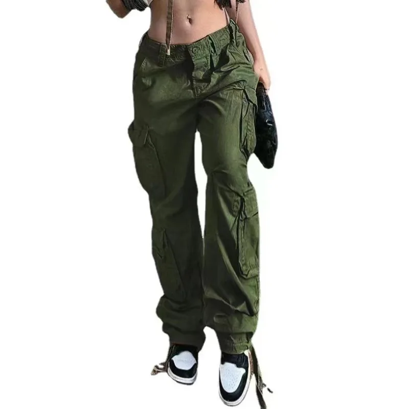 

2024 European and American New Women's Street Hip Hop Style Low Waist Fashion Trendy Workwear Denim Casual Pants for Women