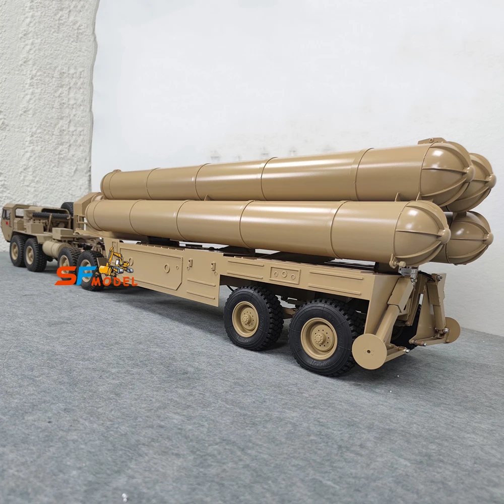 RC Trailer 1/12 Can Launch Rocket Missiles Full Metal Trailer Model Suitable for HG P802 BC8 Tractor Military Truck Model Toys