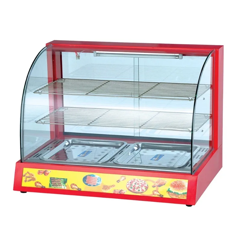 Curved Glass Warming Showcase Countertop Electric Food Warmer Hot Food Warming Display Showcase Cabinet with Curved Glass