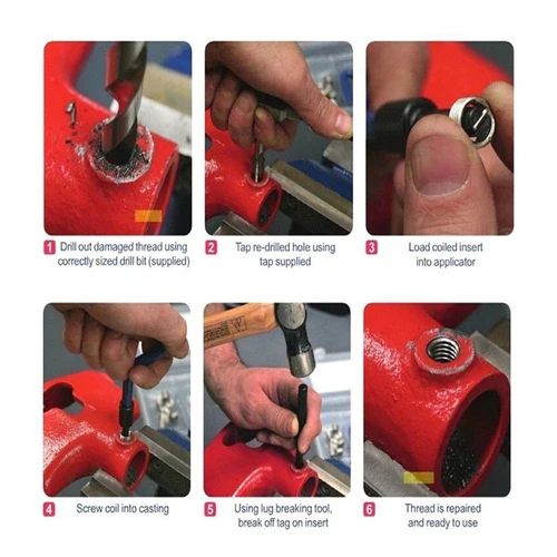 Imagen 2 del producto 15 Uds Kit de inserción de reparación de rosca métrica M5 M6 M8 M10 M12 M14 Helicoil Car Pro herramienta de bobina M12 * 1,5