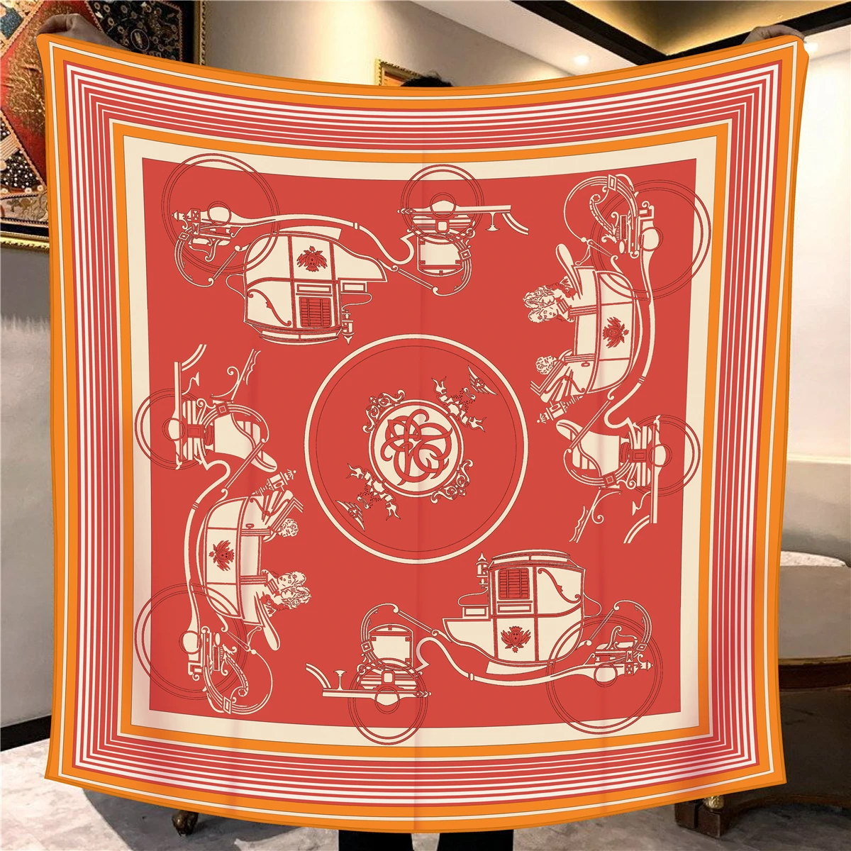 

Silk Cashmere Scarf 110CM Luxury Herms Rollerd Shawls Women Winter Square Bandanas Mother Christmas Gift