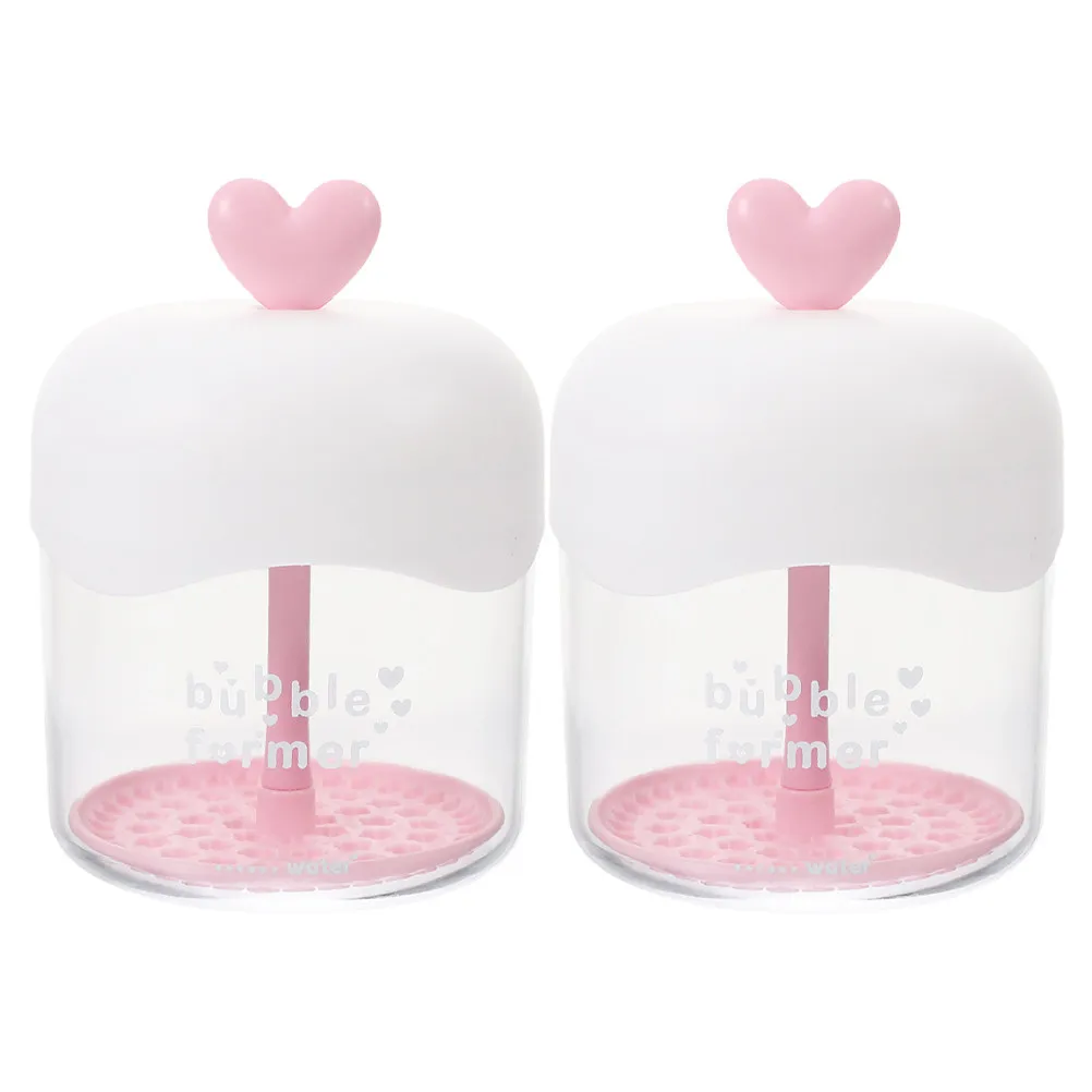 2Pcs Face Foam Maker Transparent Heart Shape Manual Facial Cleaning Tool for Travel Cleanser Bubble Maker Rich Dense Foam
