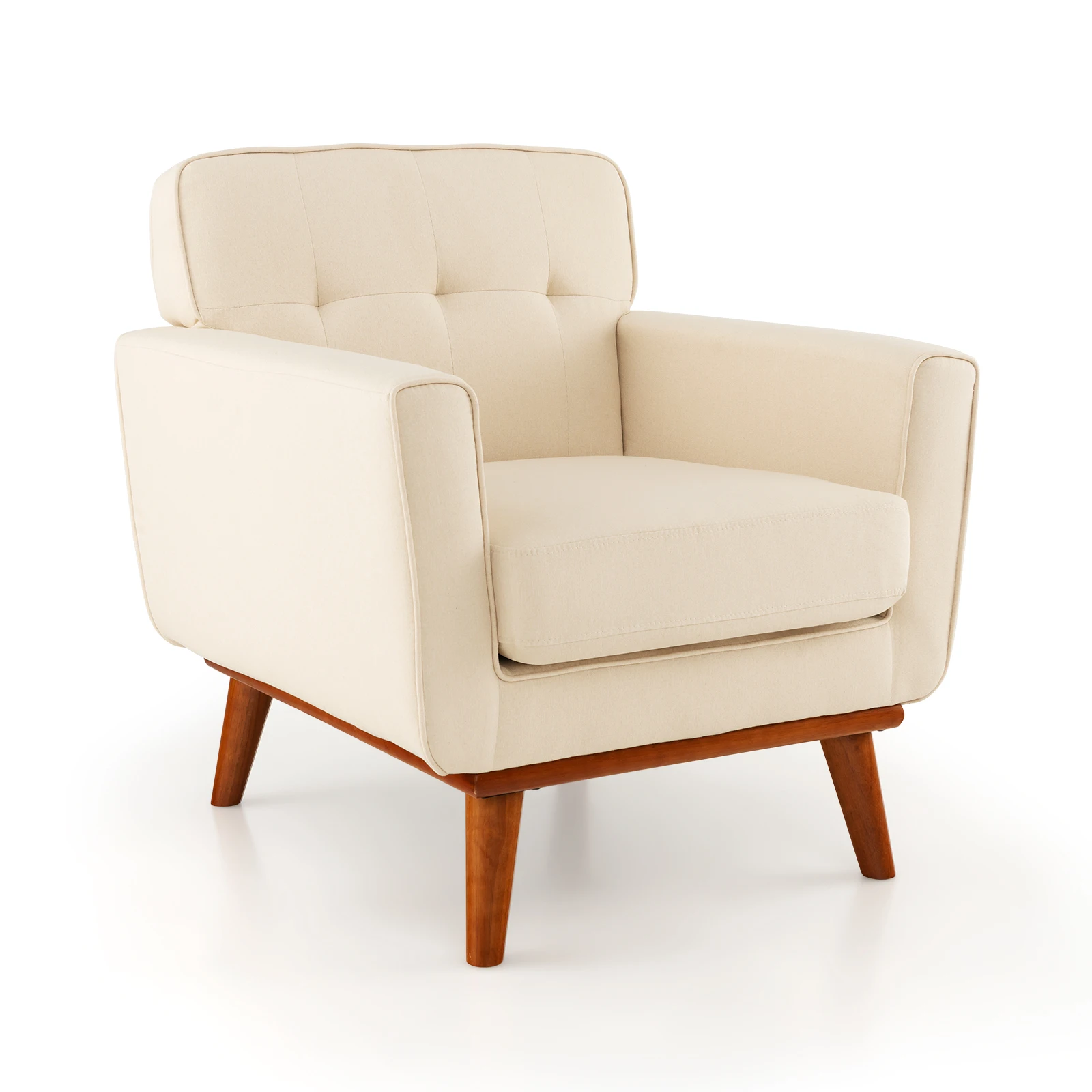 GOFLAME Modern Accent Chair Upholstered Linen Fabric Armchair w/ Removable Padded Seat Cushion