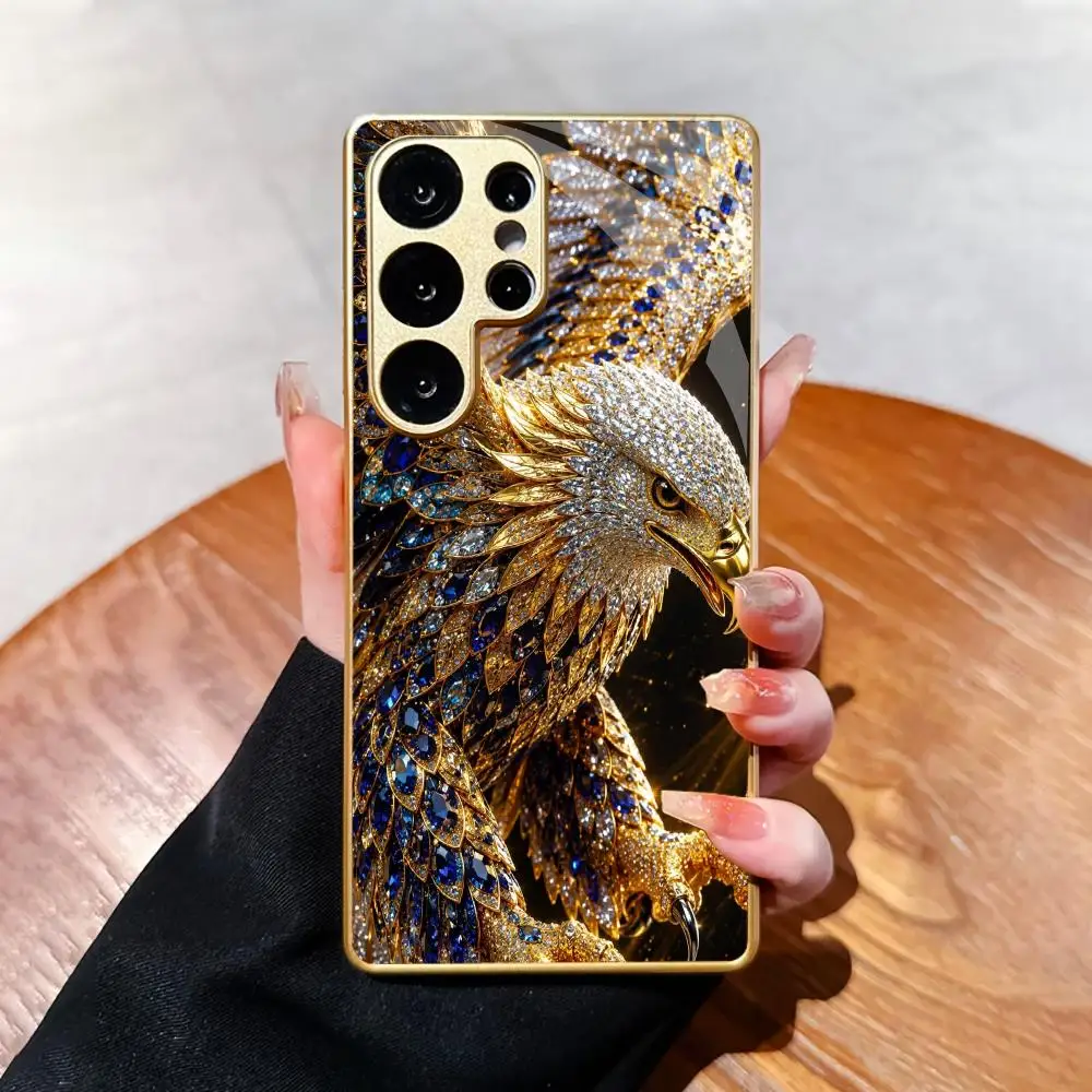 Pampas Sky Eagle Tempered Glass Fashion phone case for Samsung Galaxy S26/S25/S24/S23/S22/S21 FE Ultra Plus Dropresistant