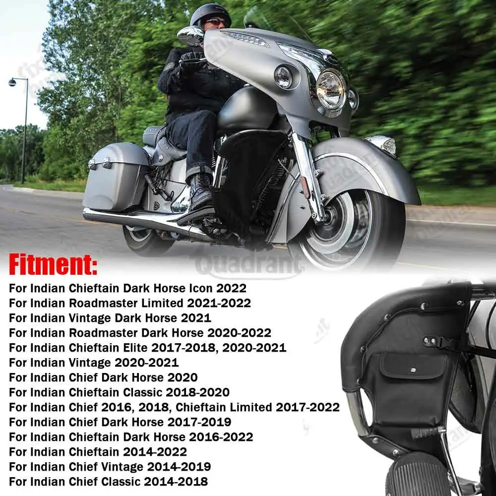 Motorcycle Accessories Lowers Chaps Leg Warmer Wind Deflectors Engine Guard Leather Bag Black Fit For Indian Chieftain 2014-2025